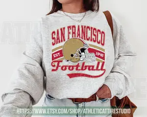 [Sale Up To 50%] San Francisco Football 49 Vintage Sweatshirt, San Francisco Football Tshirt, San Francisco Football Crewneck, Gift For Fan, Trendy USA Cotton Fabric