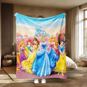 DISNEY CLASSIC Princess Flannel Blanket - Colorful Cartoon Design for Bedroom Decor, Gifts, Travel & Camping