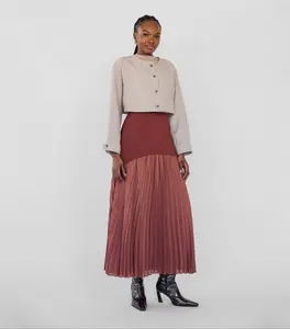 VELA Pleated Drop Waist Skirt Rouge