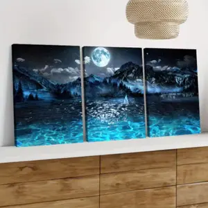 3pcs Dreamy Starry Sky Canvas Art Prints, Modern Minimalist Home Decor for Living Room & Bedroom, Unframed Wall Art, Landscape