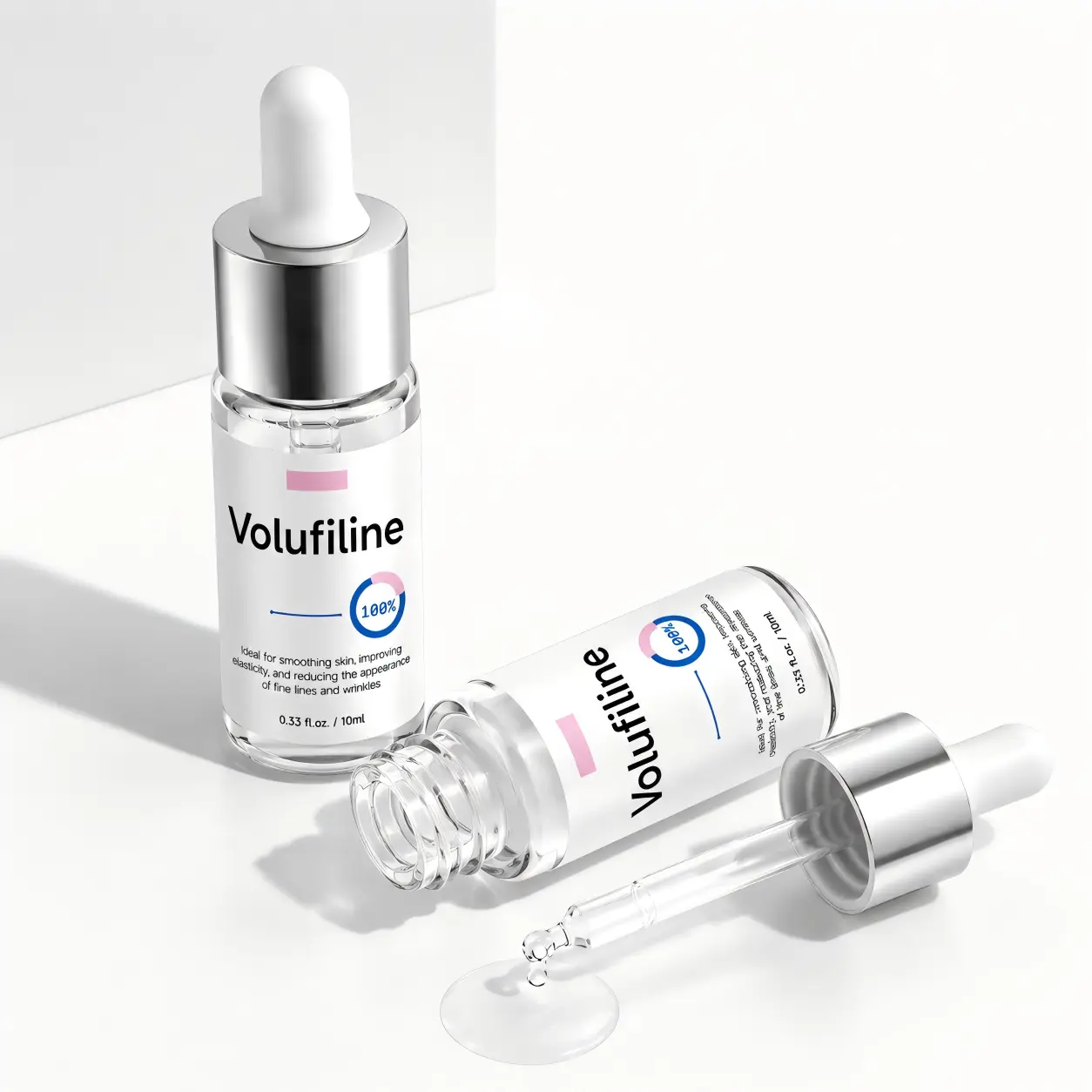 2-Pack 100% Pure Volufiline Elastic Firming Ampoules - Authentic French Sederma Ingredient Anti Aging Cosmetics, Concentrated Face & Body Serum, DIY Skincare Booster, Hydrating All Skin Formula, Unisex Use, 2×10ml (0.33 fl oz Each) Skincare Kit
