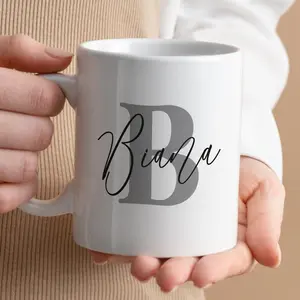 (Sale Off Up To 30%) Monogram Initial Name Mug, Customized Name Mug, Coffee Mug, Personalized Mug, Custom Birthday, Christmas, Holiday Gift (Send Text Via Message)