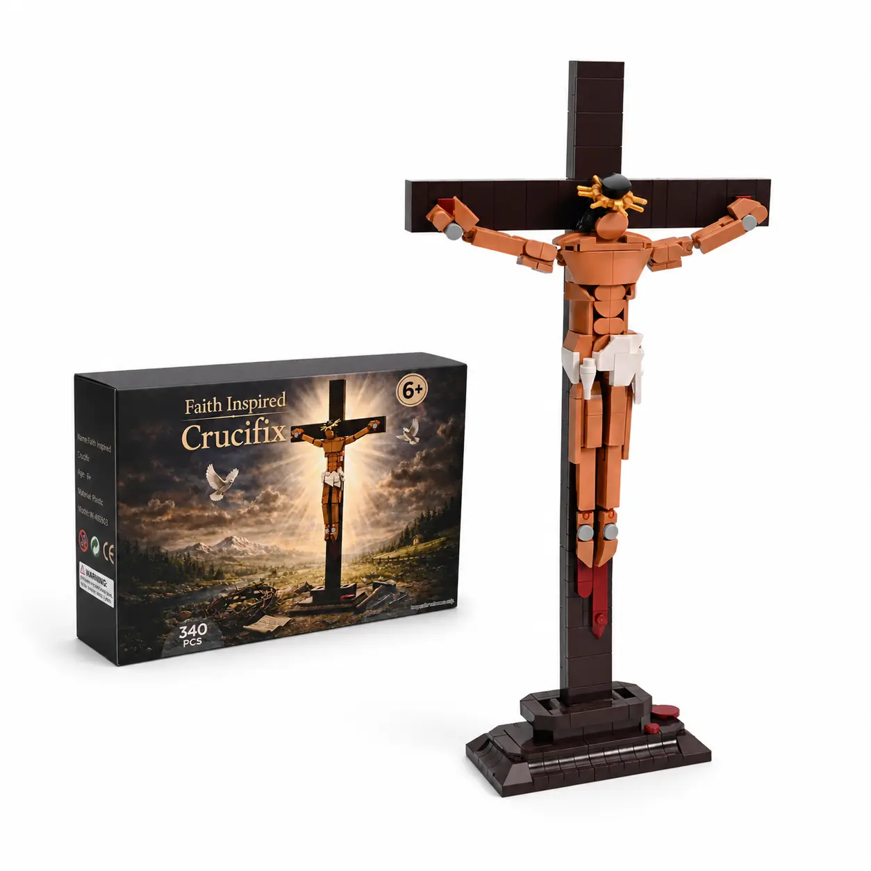 340PCS Religious Jesus Cross Building Block Figures, Christian Easter Decor Bible Bricks, Birthday Gifts for Kids, Home-Room Office Decor Toys