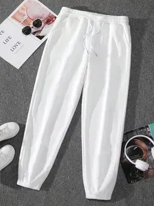 Women's Solid Drawstring Waist Warm Sweatpants, Casual Pocket Jogger Pants for Daily Wear, Ladies Bottoms for All Seasons
