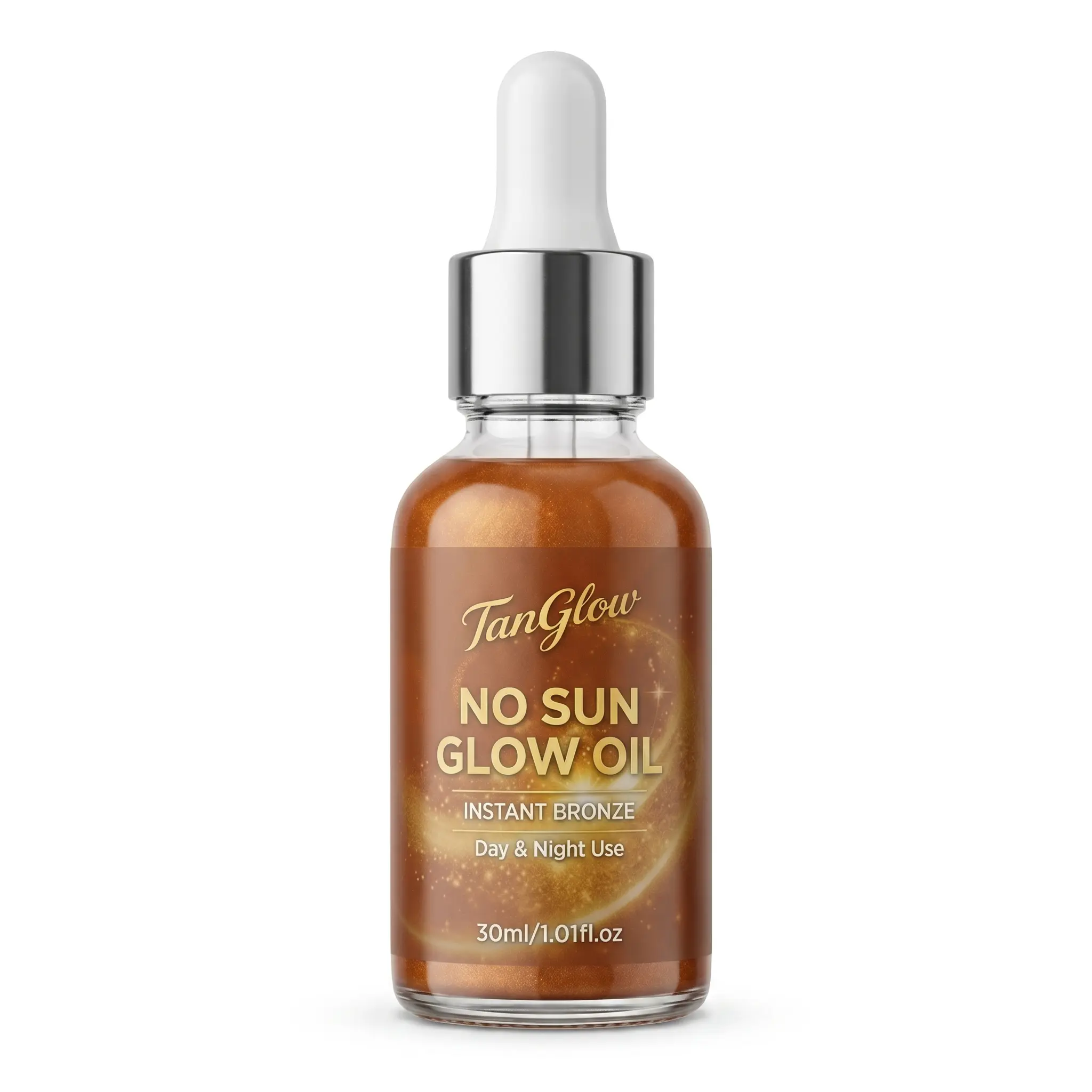 Self-Tanning Glow Oil, Bronze Drops with Instant Shimmer for an Aesthetic Glow, Face & Body Care Moisturizer Booster, 1.01 fl.oz, Cosmetic, Vitamin C, Moisturizing, Uneven Skin Tone, Hyaluronic Acid, Hydrating, Instant Tan, Adults, Sunless Tanning