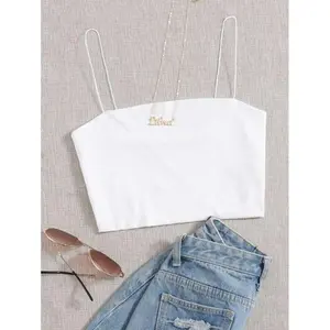 Solid Slim Cami Crop Top Type: Cami Fabric Fit Womenswear Strap