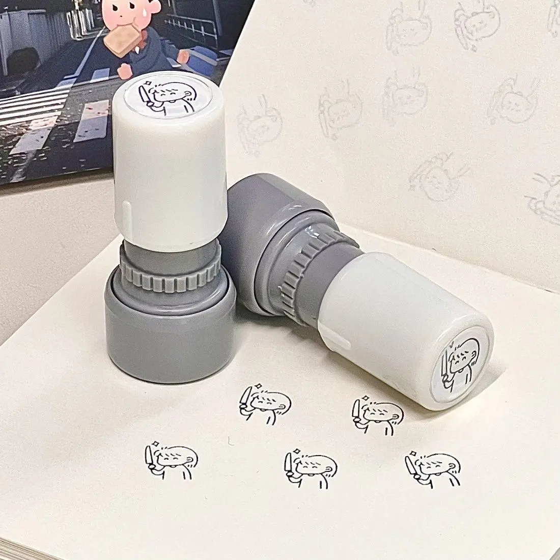 Cute Girl Pattern Luminous Stamp, Creative Portable Line Art for Bullet Journaling, Scrapbooking, High-Quality Handcrafted Stamps, Distinct Stamping Experience