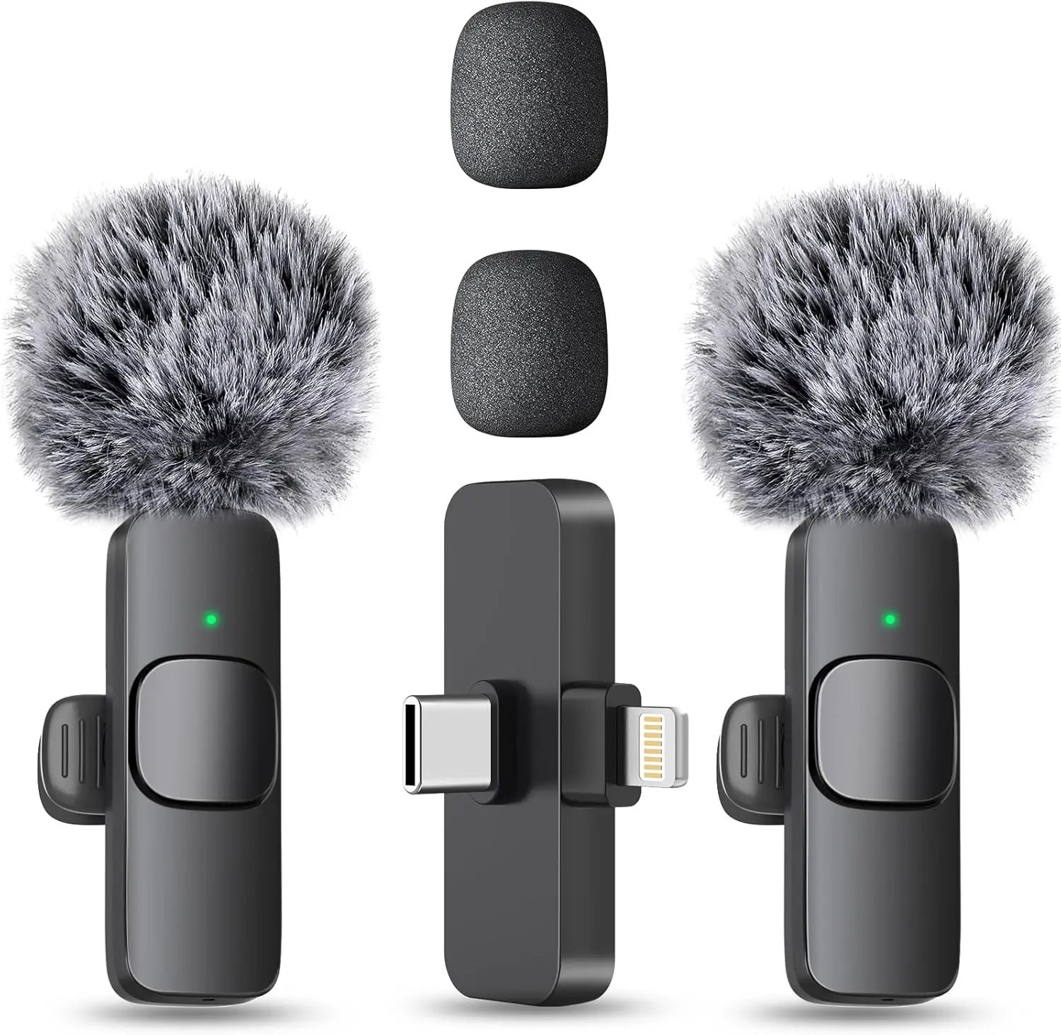 MAYBESTA Wireless Mini Lavalier Lapel Microphone 2-Pack - Rechargeable Handheld Receiver for iPhone, Android Smartphone - Clip-On Mic for Content Creators, Fathersdaygift Audio Video Recording