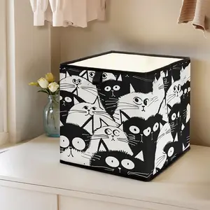 Cat Pattern Printed Open Storage Box, Whimsical Touch, Stackable Drawer Organizer, Durable Multi-Functional Design for Home Dorm Room Organization