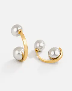 Two Tone Ear Jacket Earrings, Gold Silver Front Back Hoop Earrings, Modern Sculptural Earrings
