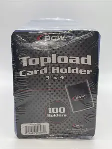 BCW 3x4 Standard Topload Card Holders - 100 Pack with Hard Plastic Card Sleeves for Baseball, Football, Basketball, Pokemon, Yugioh & MTG Cards