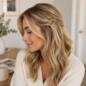 Gold Oval Metal Hairpin Barrette