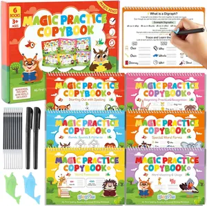 GISGFIM 6 Elementary Reading and Spelling Phonics Decodable Books for Dyslexia Reading Skill Magic Practice Copybook Learn to Read Handwriting Workbook CVC Word Phonics Game for Homeschool Classroom