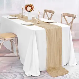 90*180cm Gauze Table Runner – Aesthetic Wrinkled Fabric for Wedding, Party & Romantic Table Decor Setup