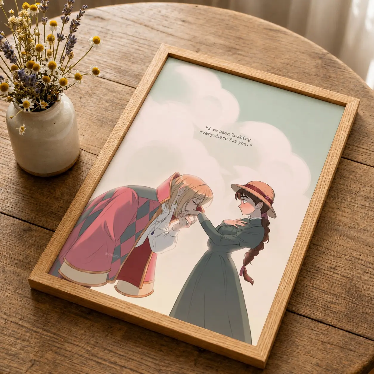 Howl's Moving Castle Inspired Poster (NO FRAME) | Romantic Anime Wall Art | Sophie & Howl Vintage Print | Studio Ghibli Aesthetic Bedroom Decor