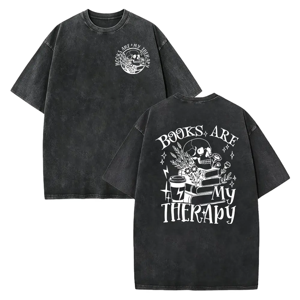 Books Are My Therapy Shirt, Floral Skull Book Lover Gift, Book Loving Reading Shirt, Shirt For Book Lovers