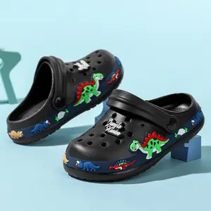 Dinosaur Pattern Hole Shoes, Unisex Anti-Slip Comfortable Footwear, Ideal for Kids Daily Wear, Stylish and Practical Design