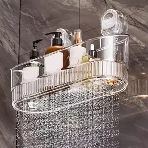 No-Drill Bathroom Suction Storage Box Large Capacity & Strong Load-Bearing Removable Shower Basket Shower Caddy for Bathroom