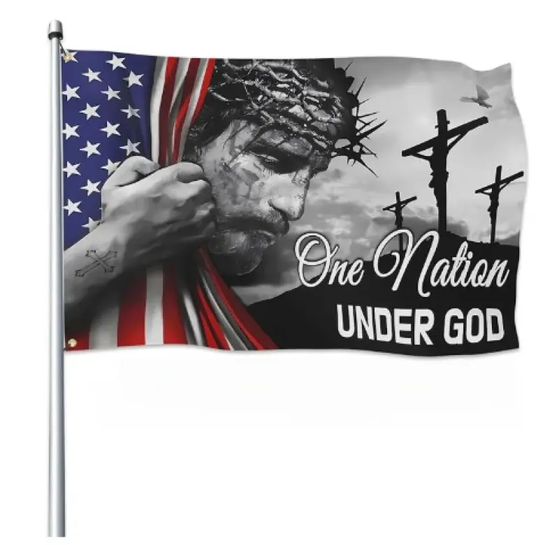 One Nation Under God Flag, Christian Jesus Resurrection Flag, Outdoor House Yard Decoration, Home Garden Flag, Garden Accessories, Garden & Patio Decoration