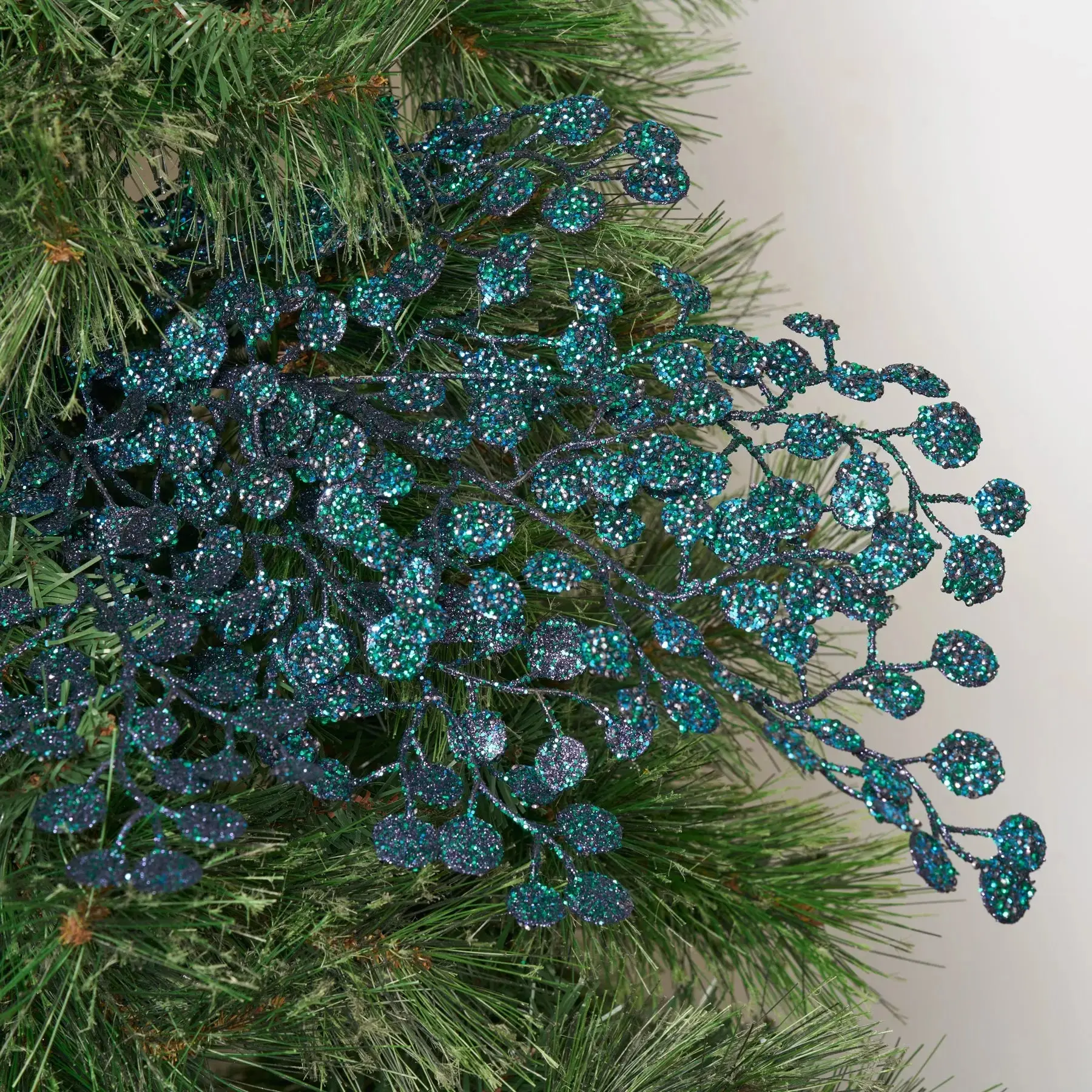38-in Tall Wired Turquoise Glitter Artificial Jade Plant Spray - Bendable Artificial Flower, Decorative 2-in Diameter Stem for Home Supplies, Home Decor