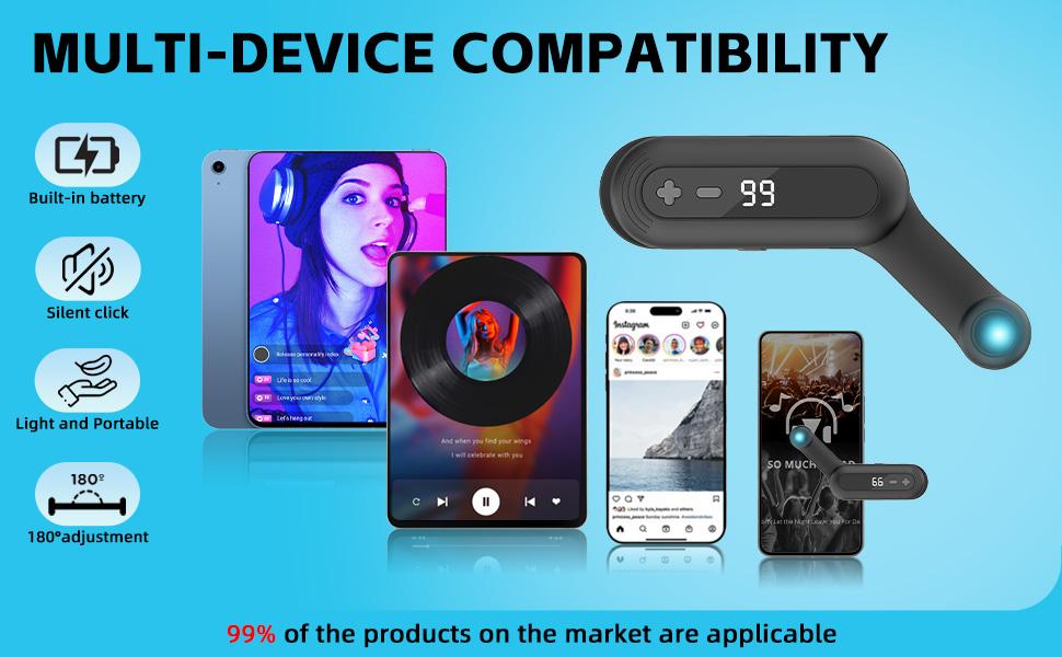 Wireless Smart Auto Tapper, Rechargeable Auto Clicker with Adjustable Speed, Universal Instant Auto Touch Device for iPhone Android, Hands-Free for Live Likes & Social Media Tasks