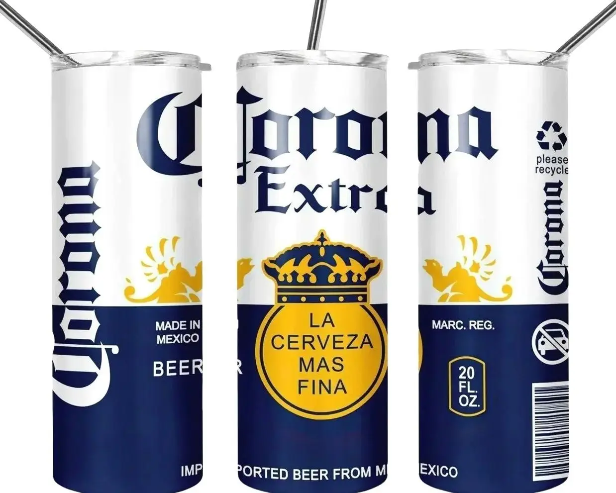 Corona Extra - La Cerveza Mas Fina Tumbler, 20oz 30oz 40oz Insulated Tumbler, Drinking Lover Gift, Stainless Steel Drinkware