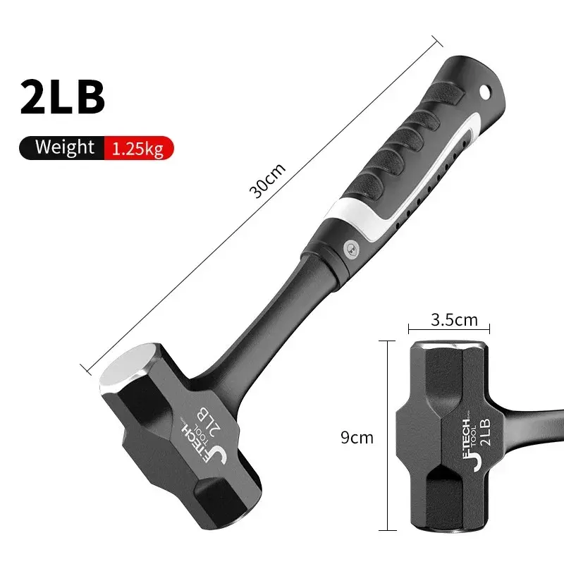 OUDISI 2LB-3LB Sledge Hammer, Heavy-Duty 1-Piece Forged Carbon Steel Head with Plastic Grip, Hand Tools for Brick Drilling, Building Construction