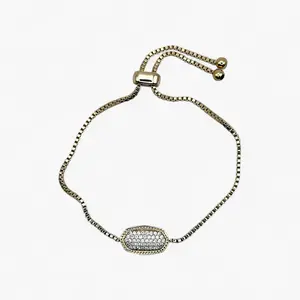 Gold Box CZ Drawstring Bracelet
