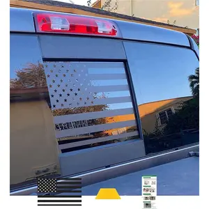 Xinghe for Dodge Ram 2009 to 2024 2025 2026, American Flag Decals Stickers for Truck Back Middle Window, Matte Black USA Flag Decal for Truck Back Sliding Window, Rear Window American Flag Decal