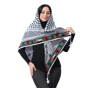 Cities & Flag Embroidered Kuffiyeh: A Symbol of Palestinian Heritage
