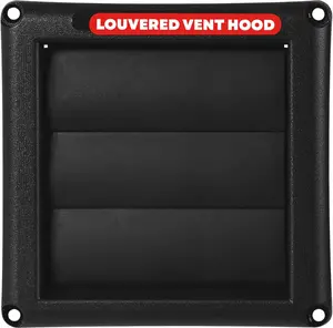 Supurr-Vent 4" Outdoor Dryer Vent Cover Black Louvered Wall Hood with Gravity Damper for Backdraft Prevention, Fits Standard 4" Dryer Exhaust Pipe, Weather & UV-Resistant, Durable 6"x6" Face