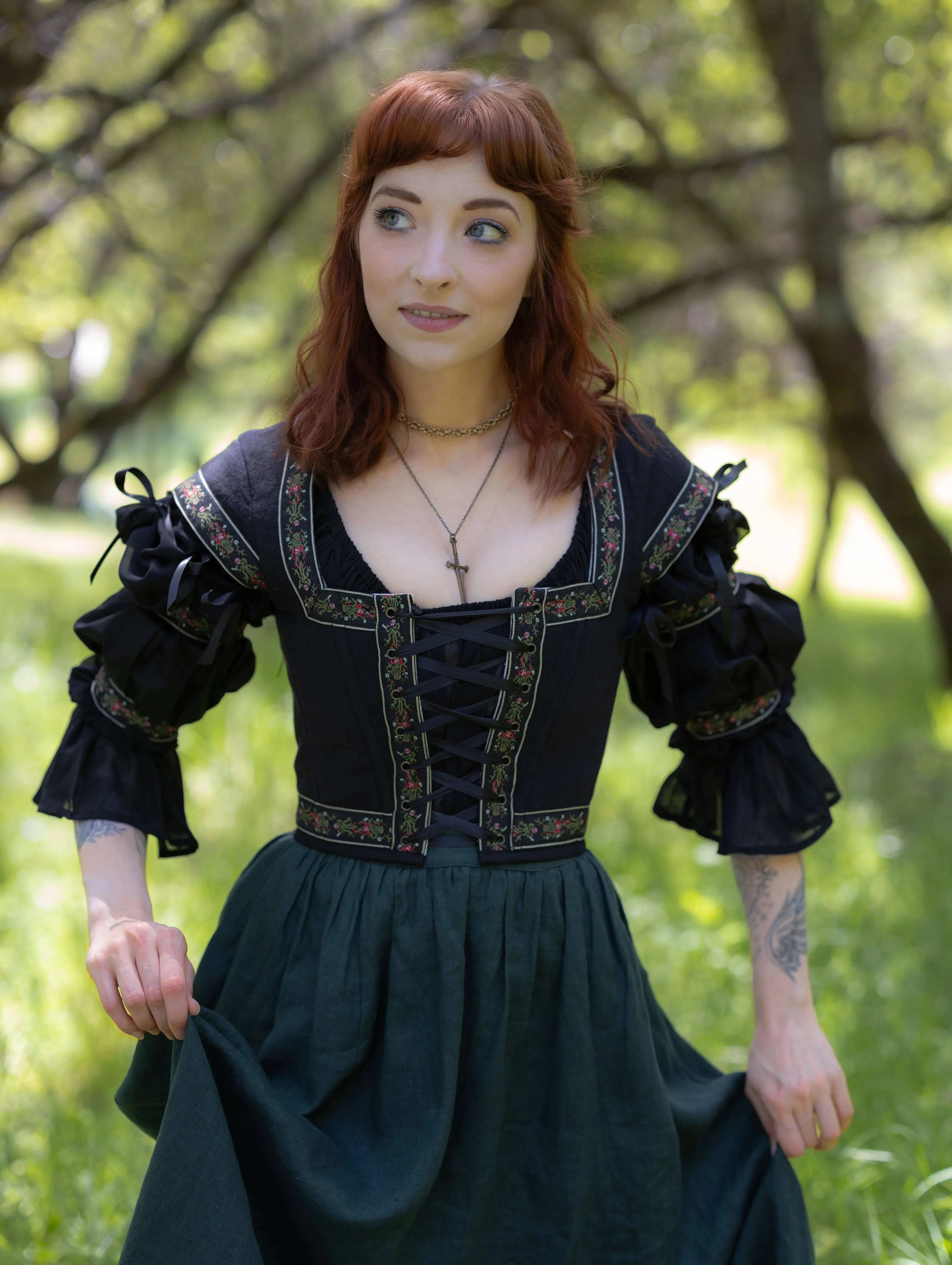 Black Ribbon Folk Bodice