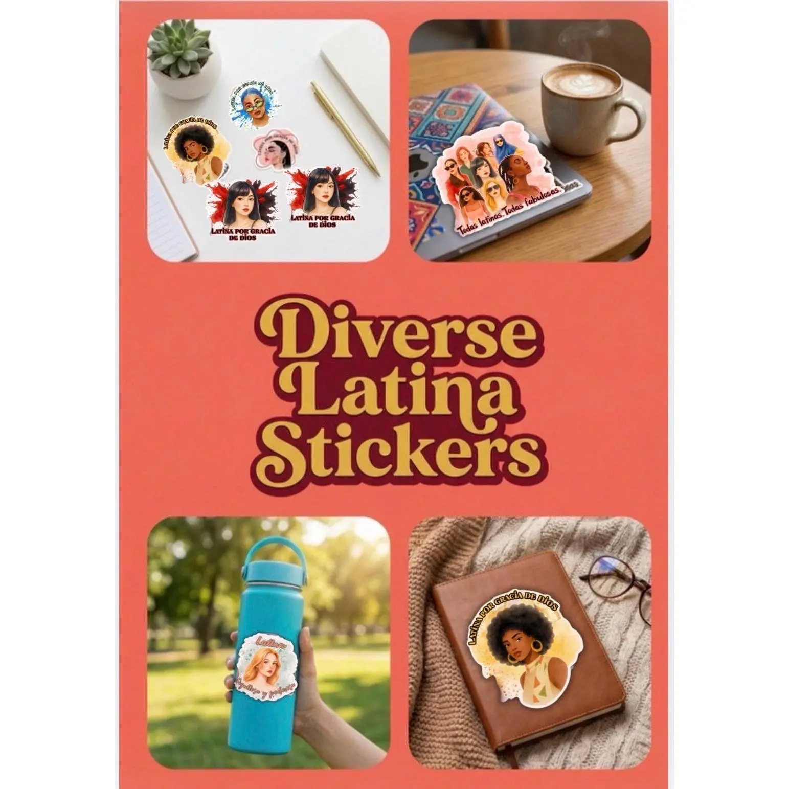 Latina-Latino Adhesive Decorative Die-Cut Permanent Sticker Set, Diversity Stickers for DIY Scrapbooking & Stamping, Adhesive Stickers Stickers, Decorative Sticker Stickers
