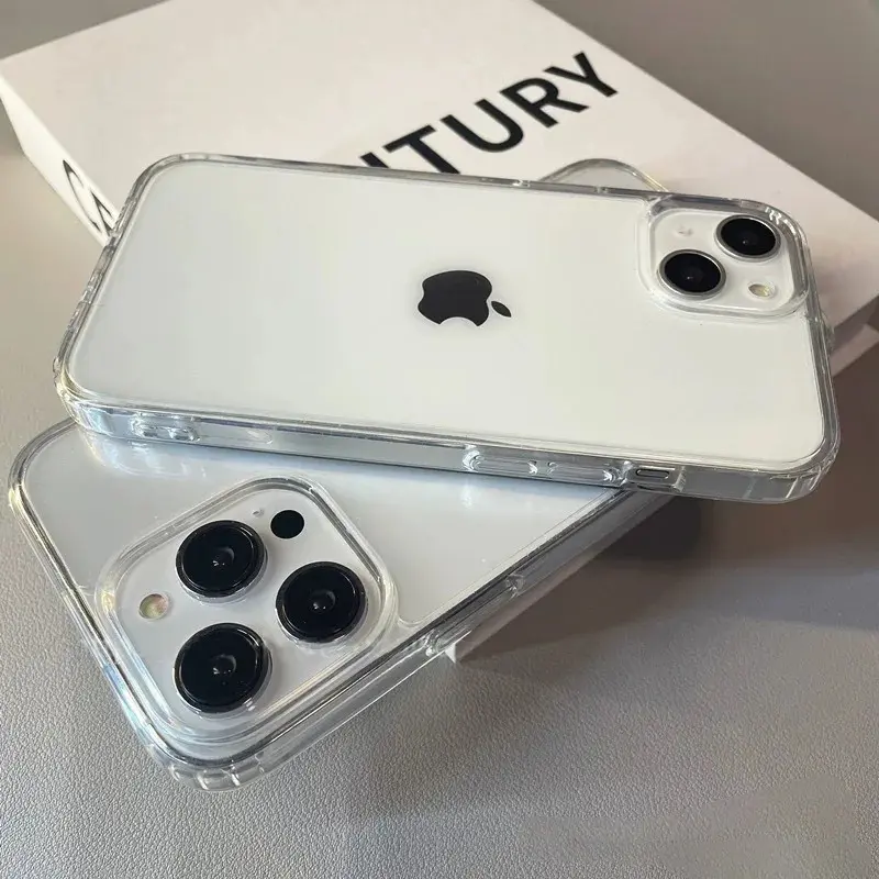 Luxury Transparent Soft Acrylic Phone Case for iPhone 17 Air 17 16 15 14 13 12 11 Pro Max XS X XR 7 8Plus Mini Shockproof Protective Cover Protection Smartphone Casing Screen Protector, Accessories, Handheld, Plastic, Tpu