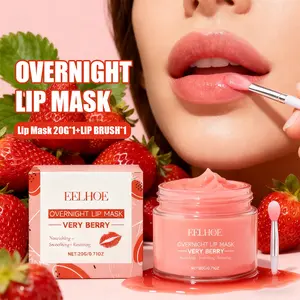 EELHOE Overnight Lip Mask（Lip Mask 20G*1+LIP BRUSH*1），Berry Nourishing Moisturizer Lip Sleeping Mask - Non-Sticky, Deep Hydrating