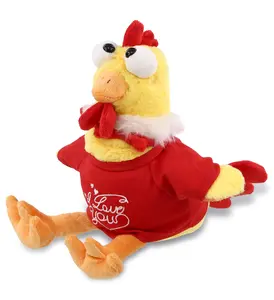 DOLLIBU Cuddly Stuffed Animal Yellow Rooster - Super Soft Polyester, Red Shirt with Romantic "I Love You" Embroidery