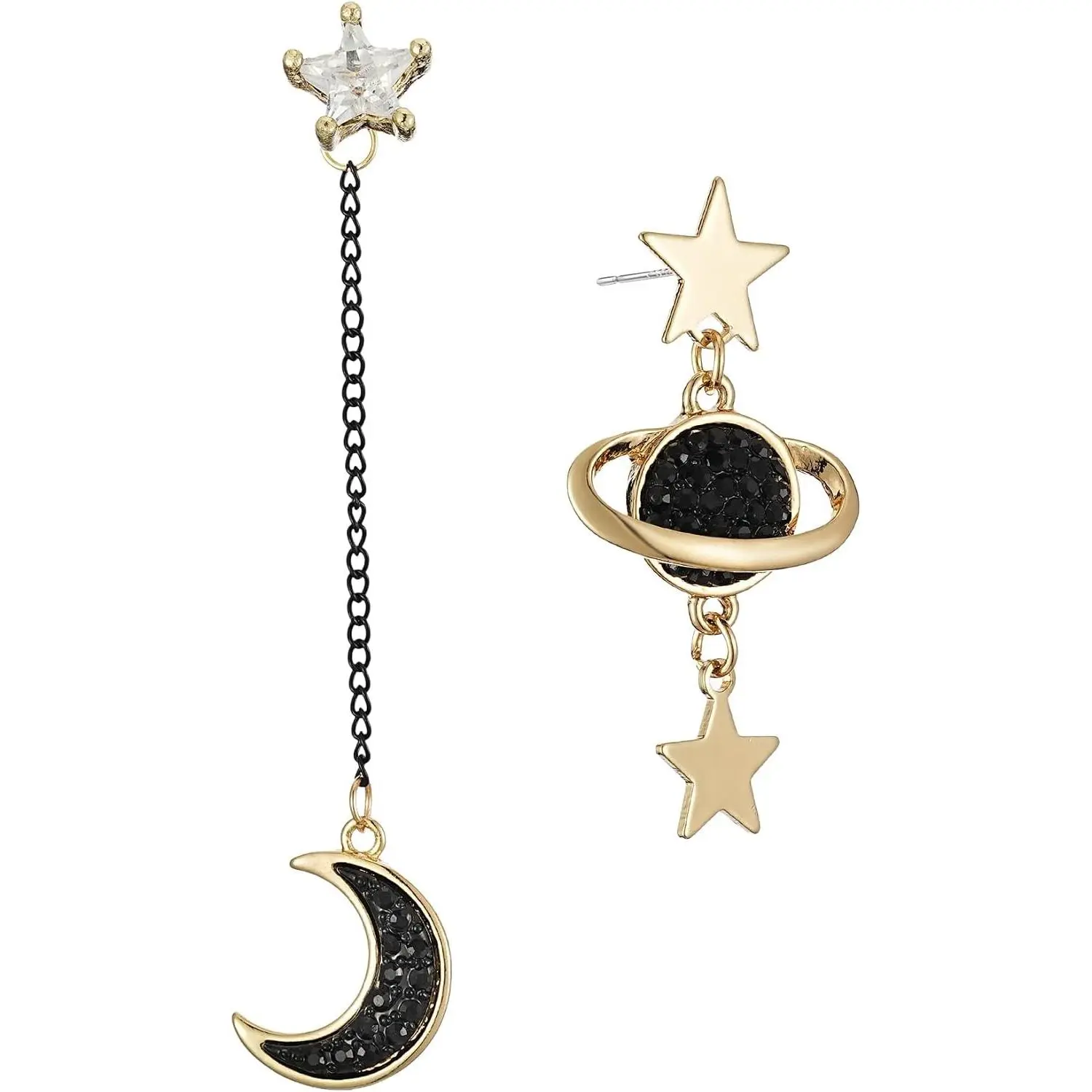Black Moon Planet Earrings