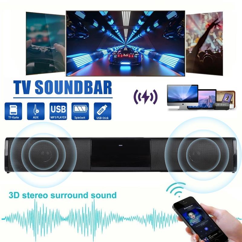 Bluetooth Soundbar Speaker For Smart TV laptop Home Theater Wireless Surround Sound Bar Stereo Rechargeable USB FM AUX TF BT Input Mode