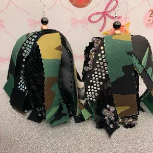 Fabric Earrings with Sequin Accents and Intricate Pattern Design for Stylish Accessory
