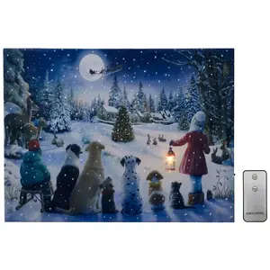LumaBase B/O Lighted Wall Art- Holiday Gatherin g