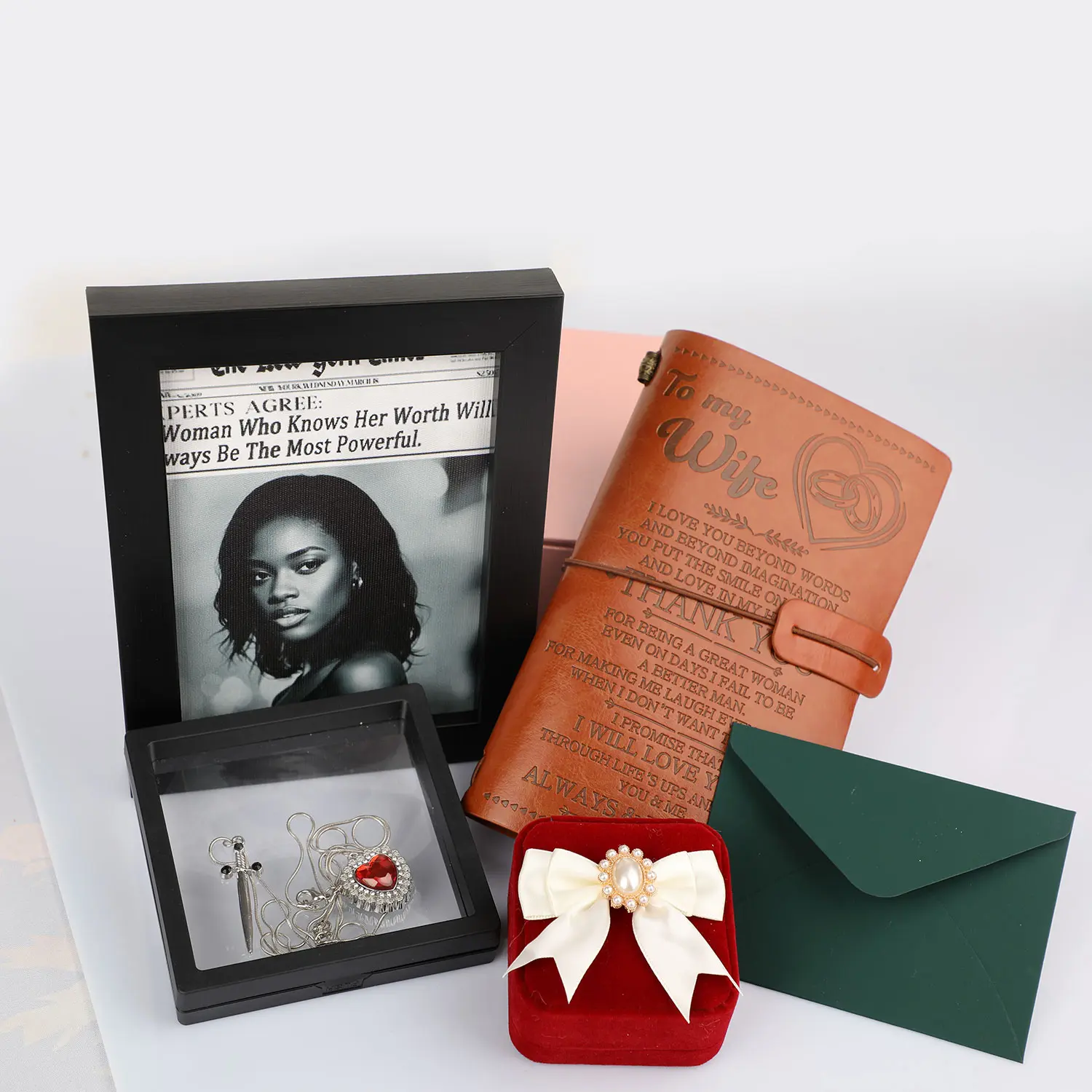 Long Distance Relationship Themed Gift Box for Couple, Unique Gifts for Couple, Long Distance Relationship Gifts Keepsake Box - Romantic Surprise Box (Letters, Photos, Journal, Jewelry, Custom Art, Matching Hearts)
