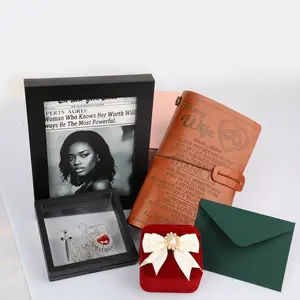 Long Distance Relationship Themed Gift Box for Couple, Unique Gifts for Couple, Long Distance Relationship Gifts Keepsake Box - Romantic Surprise Box (Letters, Photos, Journal, Jewelry, Custom Art, Matching Hearts)