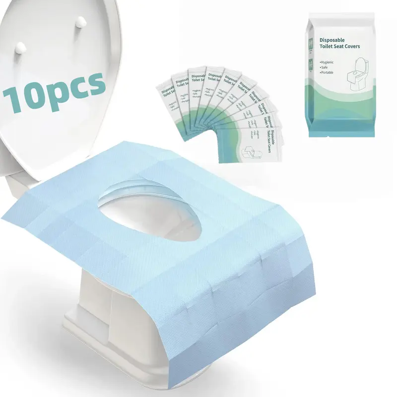 Disposable Toilet Seat Covers, 10/20/30/50 PCS 24.4×25.6in Pink+Green Portable Waterproof Non-Slip Restroom Protector with Pouch, Faster to Use No Sticky Residue Postpartum Travel Essential for Airplanes Home Bathroom Supplies
