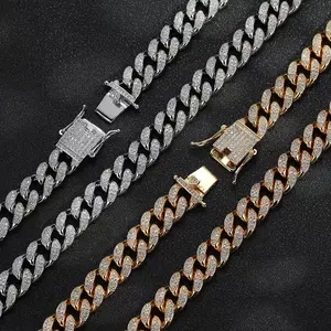 12mm Heavy Iced Out Cuban Chain  Premium Simulated Diamond Necklace  Hip Hop Jewelry Set for Rapper ️ Gold Silver Plated Drip Choker  All Sizes 16-30 inch  Luxury Gift for Him/Her Streetwear