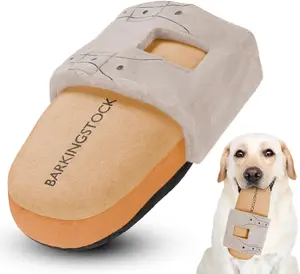 Barkingstock Parody Dog Toy with Squeaker and Crinkle- Funny Soft Plush Design for Chewing & Fetching - Unique Quirky Twist on Classic Sandal Form for All Sizes of Dogs & Cats