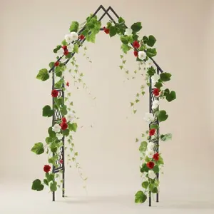 Garvee Metal Garden Arch Arbor Trellis Climbing Plants Outdoor Black Flat Top or Arch for Lawn Wedding Party Archway