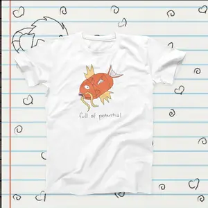 Determined Koi Magikarp Novelty T-Shirt, Sublimation Tshirt Gift, Graphic Tshirt, Video Game Meme Merch, Cute Gamer Fan Gift, Funny Game