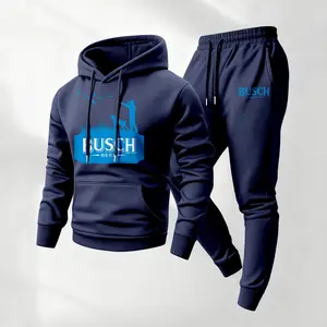 Men's Vintage Drink-Themed Hoodie And Sweatpants Set Classic Western Style, Comfortable Men's Sportswear, A Must-Have For Beer Lovers, Perfect For Casual Everyday Wear 07