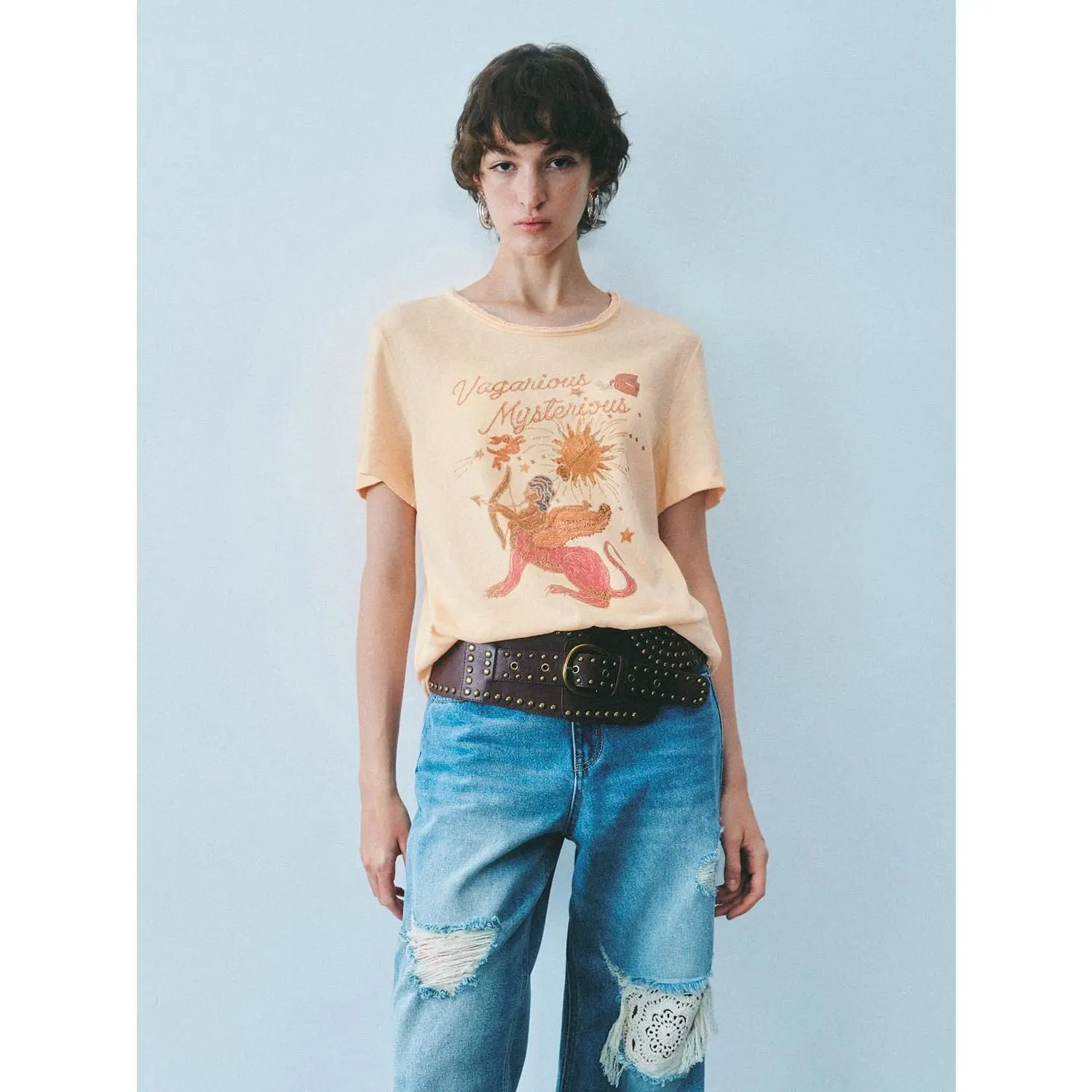 URBAN REVIVO Women's Casual Graphic Print Short-Sleeve T-Shirt - Lightweight Soft Cotton Blend, Machine Wash, Do Not Iron, Tshirt