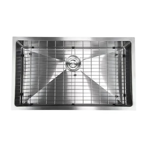 BOANN UMR3219 Handmade Rectangular Single Bowl Home Kitchen Sink, 32x19-Inch Undermount 304 Stainless Steel, 16-Gauge with Soundproofed Grid